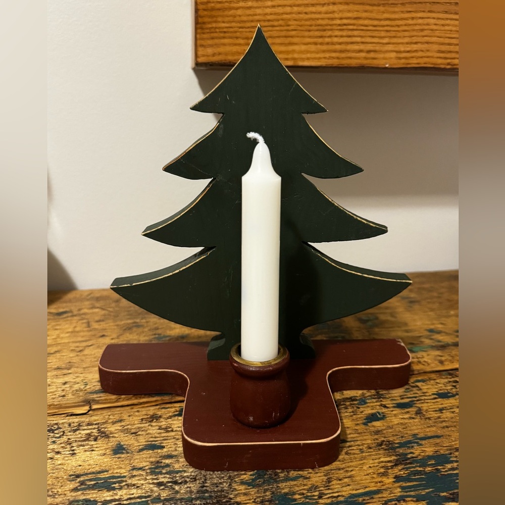 Wooden Christmas Tree Candle Holder